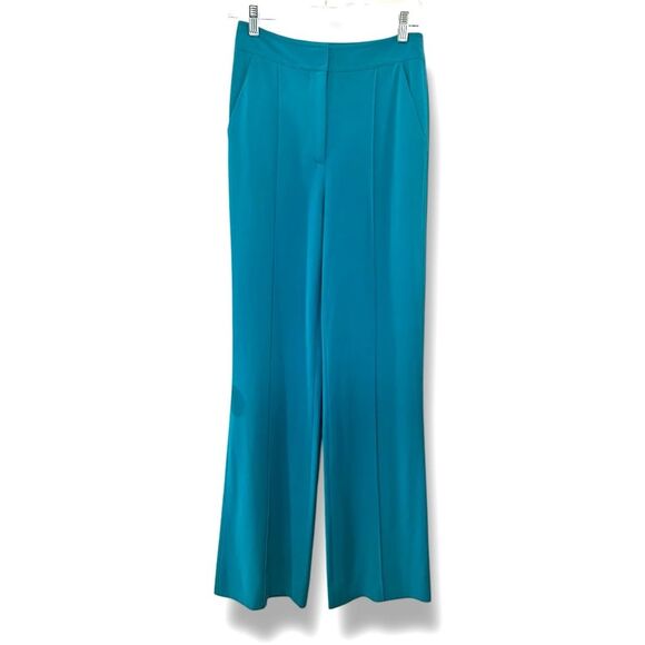 NWT Diane von Furstenberg Wide Leg Blue Trousers Size 4 – Flowy Flare Pants - Picture 1 of 7
